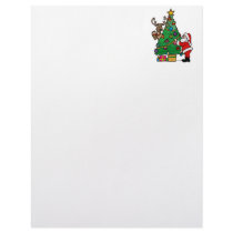 Santa & Rudolph decorate tree Personalized Letterhead