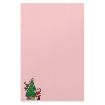 Santa & Rudolph decorate tree Personalized Stationery