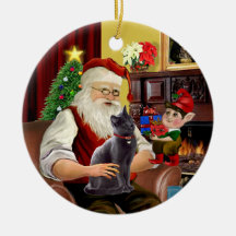 Santa - Russian Blue cat Christmas Ornament