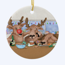 Santa’s Reindeer Behaving Badly Ornament ornaments