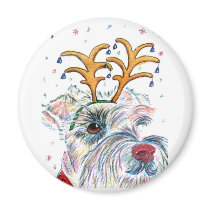 Santa Schnauzer Magnet by mozache Santa Schnauzer Magnet