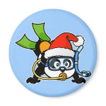 This cute panda loves to go scuba diving! And he loves to wear his Santa Hat to celebrate Christmas and the Holidays. Panda wears double tanks, a scuba mask & reg, and green fins. What a cutie! A great gift for any scuba diver.