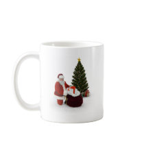 Santa setting presents by the tree mugs