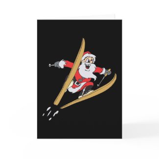 Santa Skiing Holiday Cards