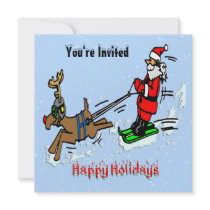 Santa Skiing Holiday Invitation