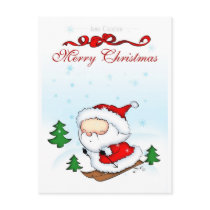 Santa Skiing Postcard by hawksmont Santa Skiing Postcard