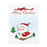 Santa Skiing Postcard