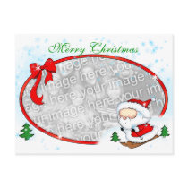 Santa Skiing postcard Template