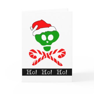 Santa Skull and Candy Cane Crossbones Card card