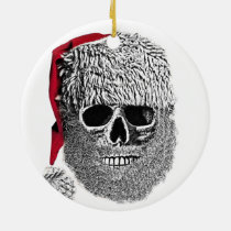 christmas, santa, claus, funny, cool, skull, santa claus, vintage, humor, ornament, fun, skeleton, holidays, only, red, Ornament with custom graphic design
