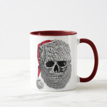 funny, holiday, santa claus, mug, vintage, cool, ringer mug, skull, humor, drink, Mug with custom graphic design
