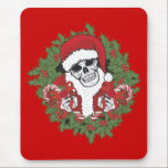 Santa Skull with Wreath mousepads