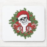 Santa Skull with Wreath mousepads