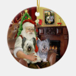 Santa - Skye Terriers (TWO) Christmas Tree Ornaments
