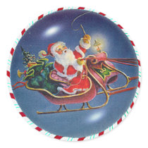 SANTA, SLEIGH & CANDY CANE WREATH by SHARON SHARPE stickers by sharonsharpe SANTA, SLEIGH & CANDY CANE WREATH by SHARON SHARPE stickers