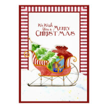 Santa Sleigh Christmas Tree Merry Christmas Card