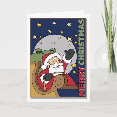 Santa Sleigh Illustration Merry Christmas cards