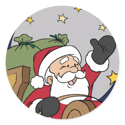 Santa Sleigh Illustration Merry Christmas stickers