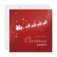 Santa Sleigh Red Christmas Party invitation invitation