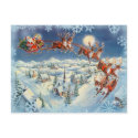 SANTA, SLEIGH & REINDEER by SHARON SHARPE postcards