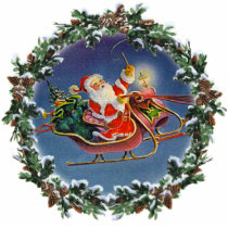 SANTA, SLEIGH & WREATH by SHARON SHARPE photo sculptures