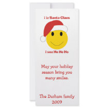 Santa Smiley Christmas cards and gifts. Custom Rack Cards