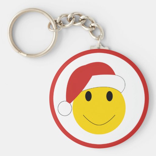 Santa Smiley Holiday cards and gifts. Key Chains