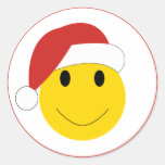 Santa Smiley Holiday cards and gifts. Round Stickers