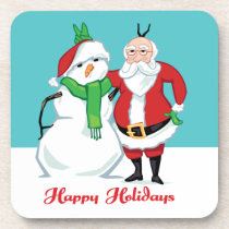 Santa Snowman Photo cork coasters