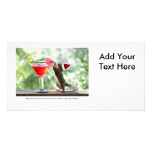 Santa Squirrel Drinking a Cocktail Photo Cards