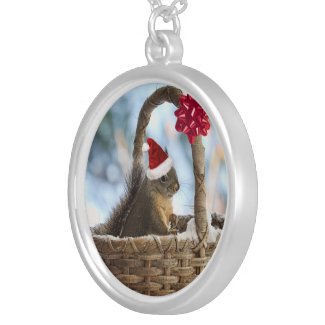 Santa Squirrel in Snow Necklaces