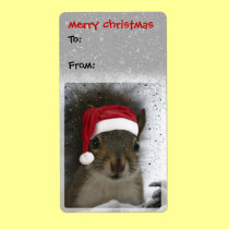 Santa Squirrel "Merry Christmas" labels