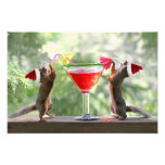 Santa Squirrels Drinking a Cocktail Photographic Print
