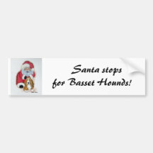 Santa stops for Basset Hounds Bumper Stickers