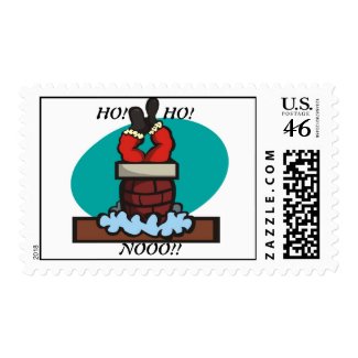 Santa stuck in chimney stamp