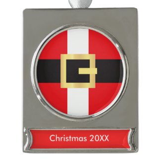 Santa Suit Silver Plated Banner Ornament