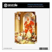 Santa Supervises Elves Baking Christmas Cookies Decal For iPhone 2G
