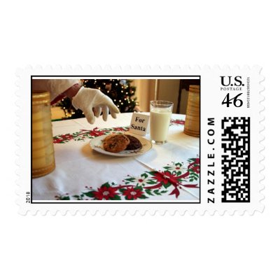 Santa Takes a Cookie Postage Stamp by mikeledray