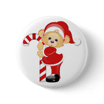 Santa Teddy Bear and Candycane buttons