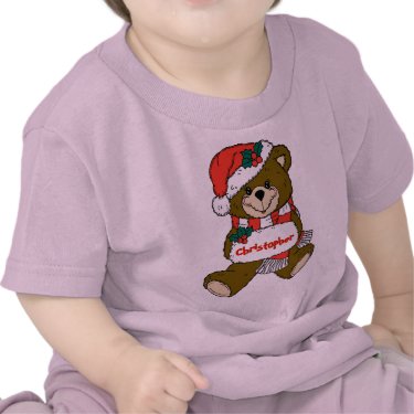 Santa Teddy Bear with Hat and Muff T Shirt