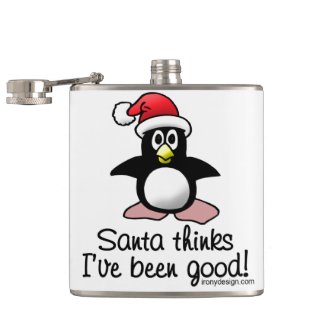 Santa Thinks I've Been Good! Christmas Penguin Hip Flask