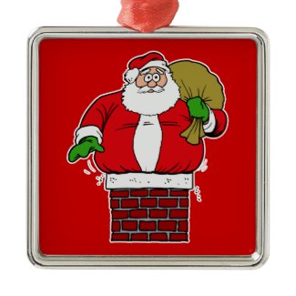 Santa too fat stuck in chimney ornament