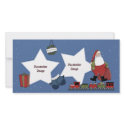 Santa, train, gift and Christmas wreath photo cards
