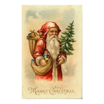 Santa, Tree and Toys Merry Christmas Card posters