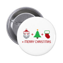 Santa + Tree + Stocking = Merry Christmas Pinback Button