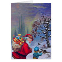 SANTA VINTAGE 2 GREETING CARDS