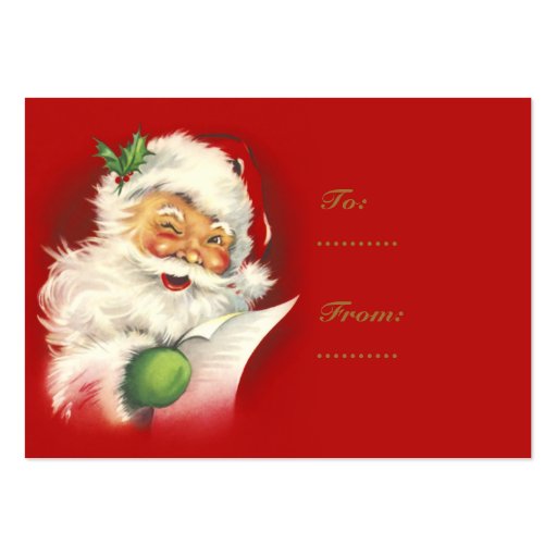 Santa Vintage Gift Tags Business Card Templates (front side)