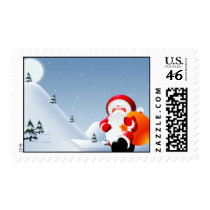Santa Walking in the Snow Postage Stamp