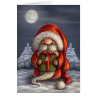 Santa with a gift greeting card
