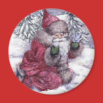 SANTA WITH BLUEBIRD magnets